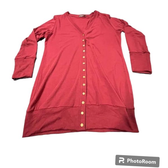 Soft Long Burgundy Cardigan Sweater w/ Snaps 2XL - Picture 8 of 14